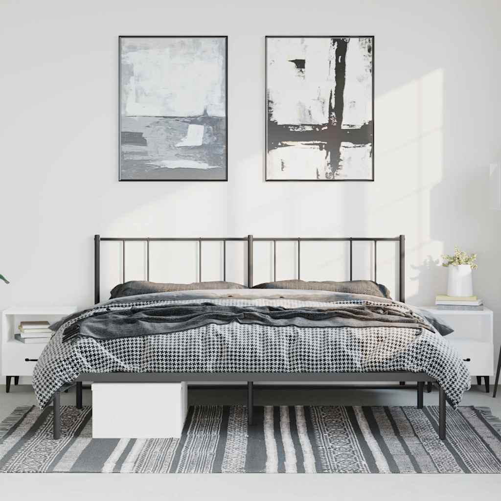 Bettgestell mit Kopfteil Metall Schwarz 183x213 cm