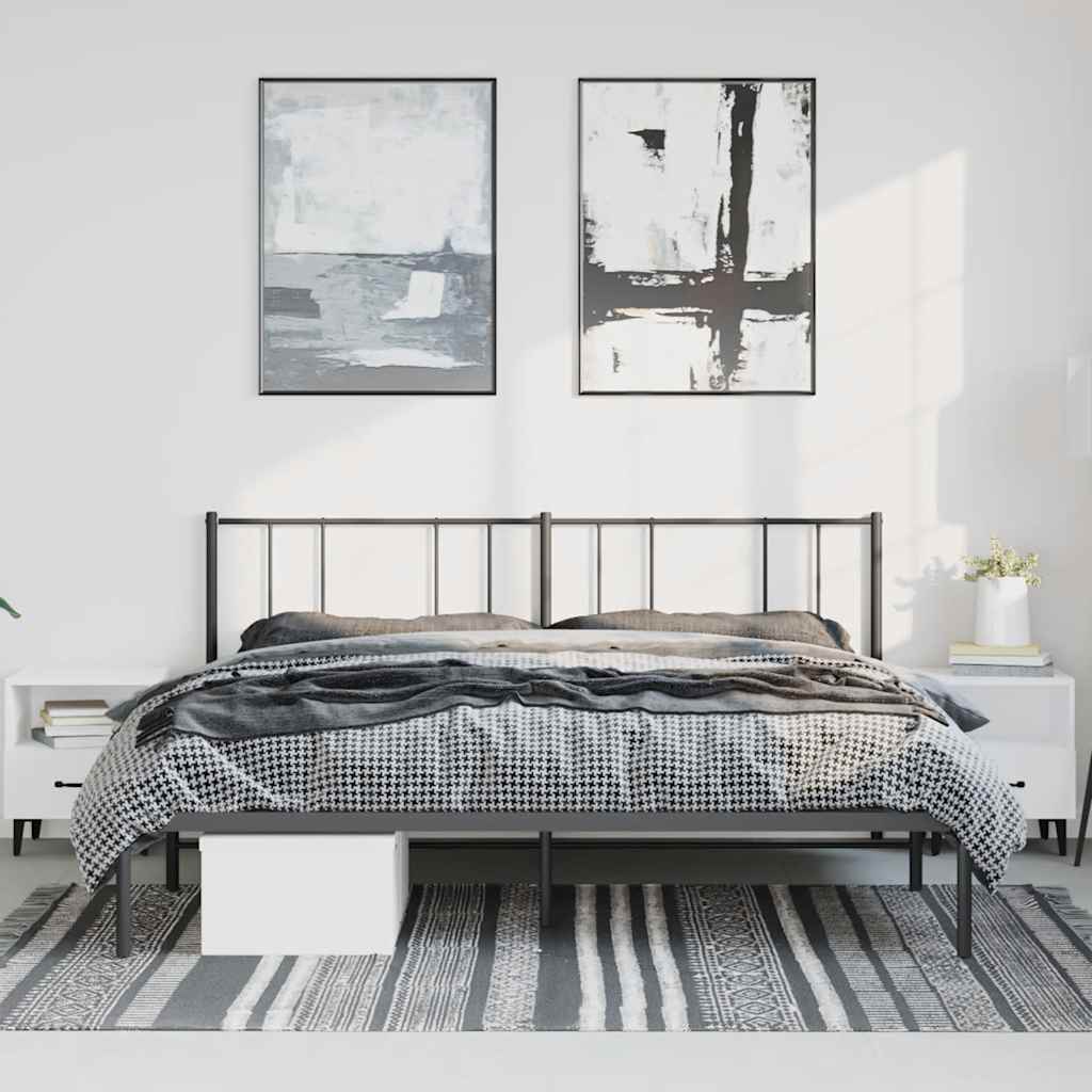 Bettgestell mit Kopfteil Metall Schwarz 193x203 cm