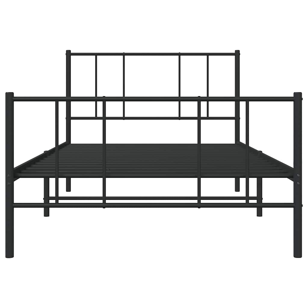 Bettgestell mit Kopf- und Fußteil Metall Schwarz 90x190 cm