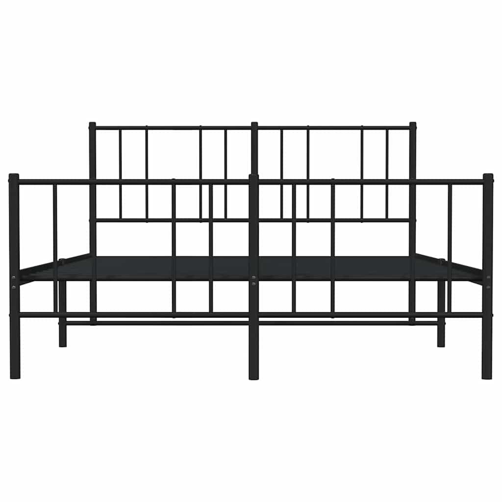 Metallbett ohne Matratze mit Fußteil Schwarz 160x200 cm