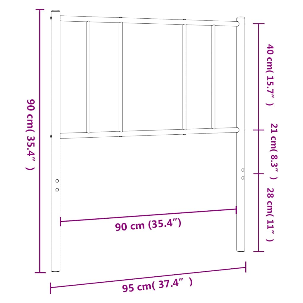Ersatz-Kopfteil Metall Schwarz 90 cm
