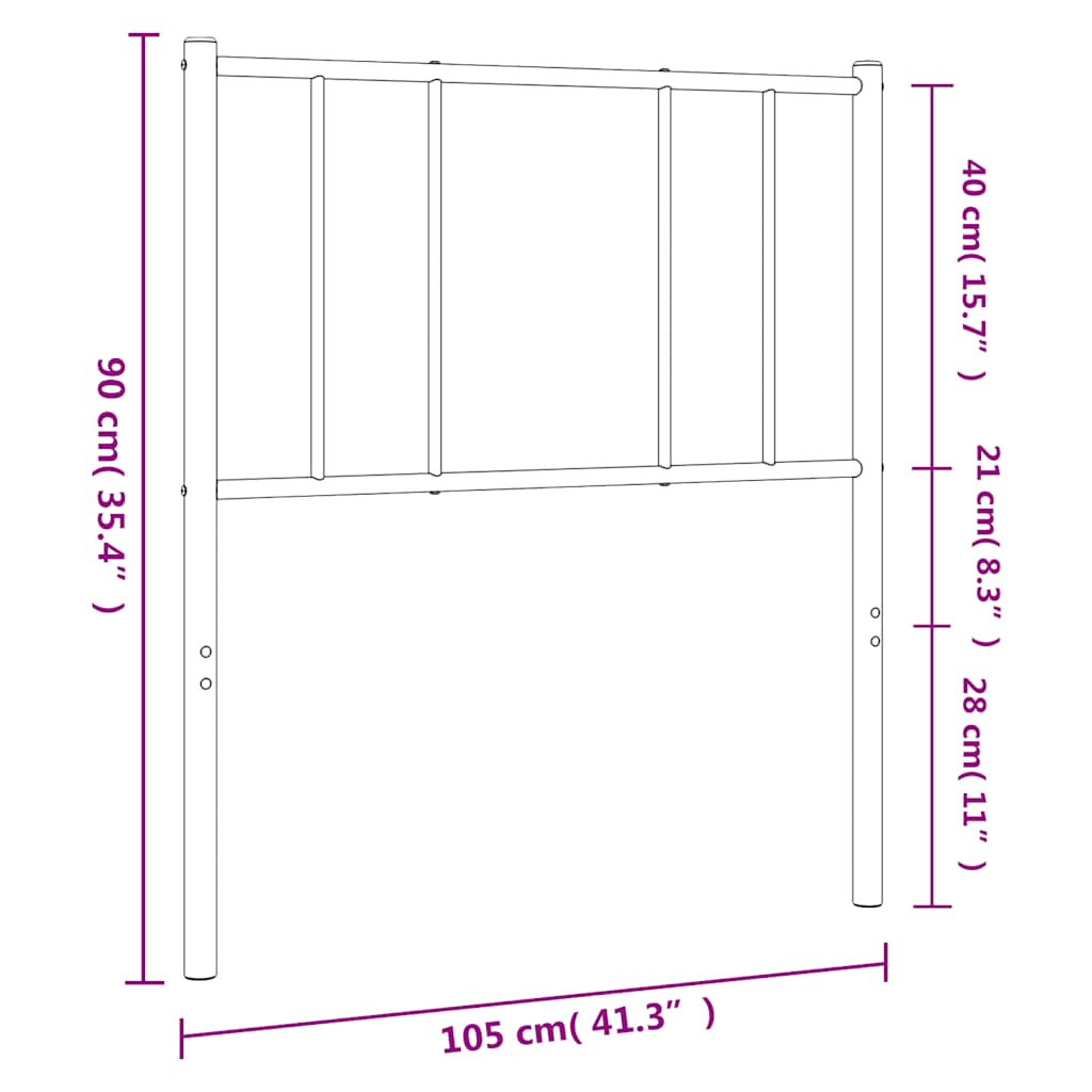 Ersatz-Kopfteil Metall Schwarz 100 cm