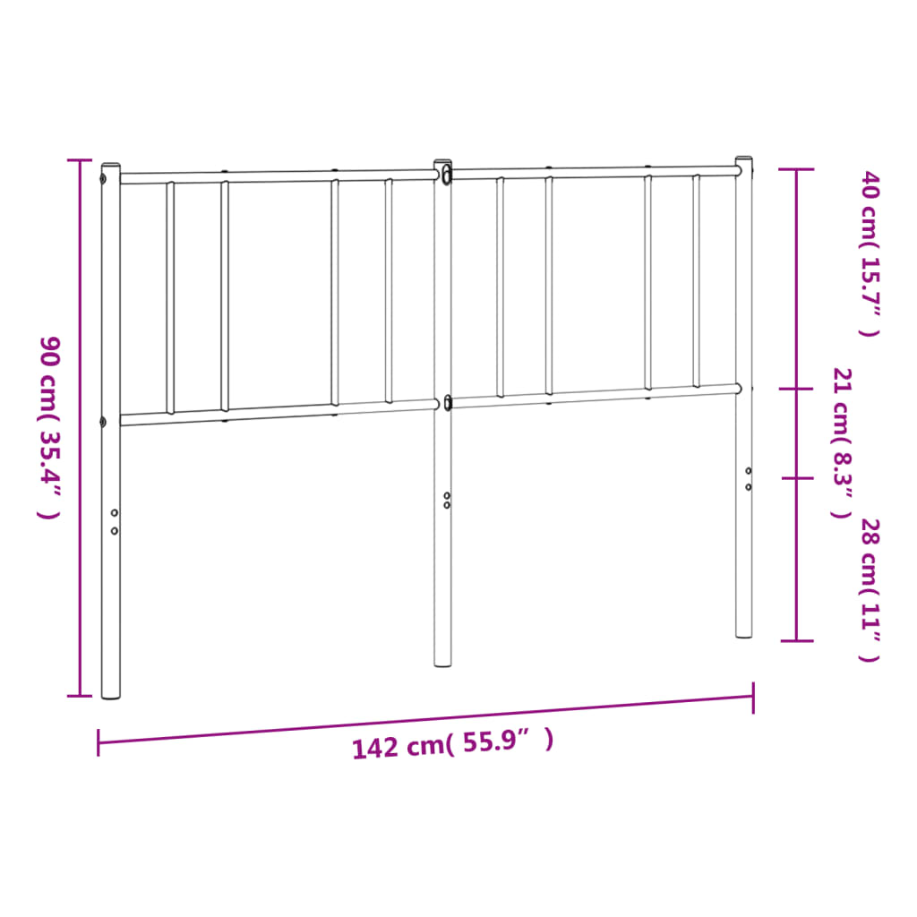 Ersatz-Kopfteil Metall Schwarz 135 cm
