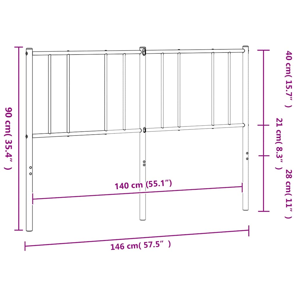Ersatz-Kopfteil Metall Schwarz 140 cm