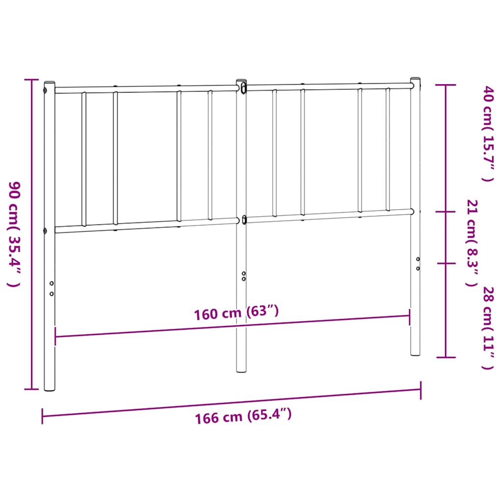 Ersatz-Kopfteil Metall Schwarz 160 cm