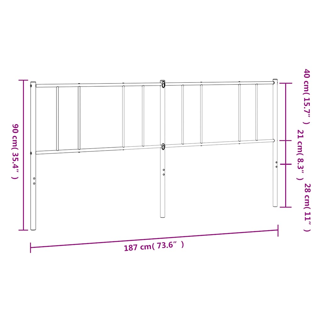 Ersatz-Kopfteil Metall Schwarz 180 cm