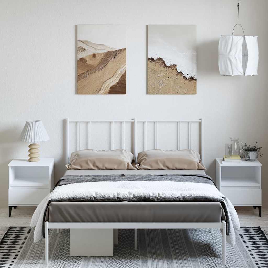 Bettgestell mit Kopfteil Metall Weiß 150x200 cm