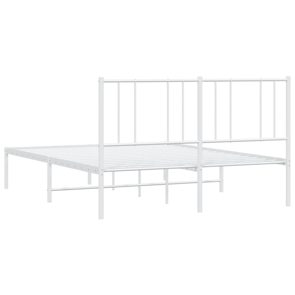 Bettgestell mit Kopfteil Metall Weiß 150x200 cm