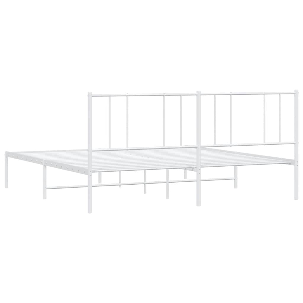 Bettgestell mit Kopfteil Metall Weiß 183x213 cm
