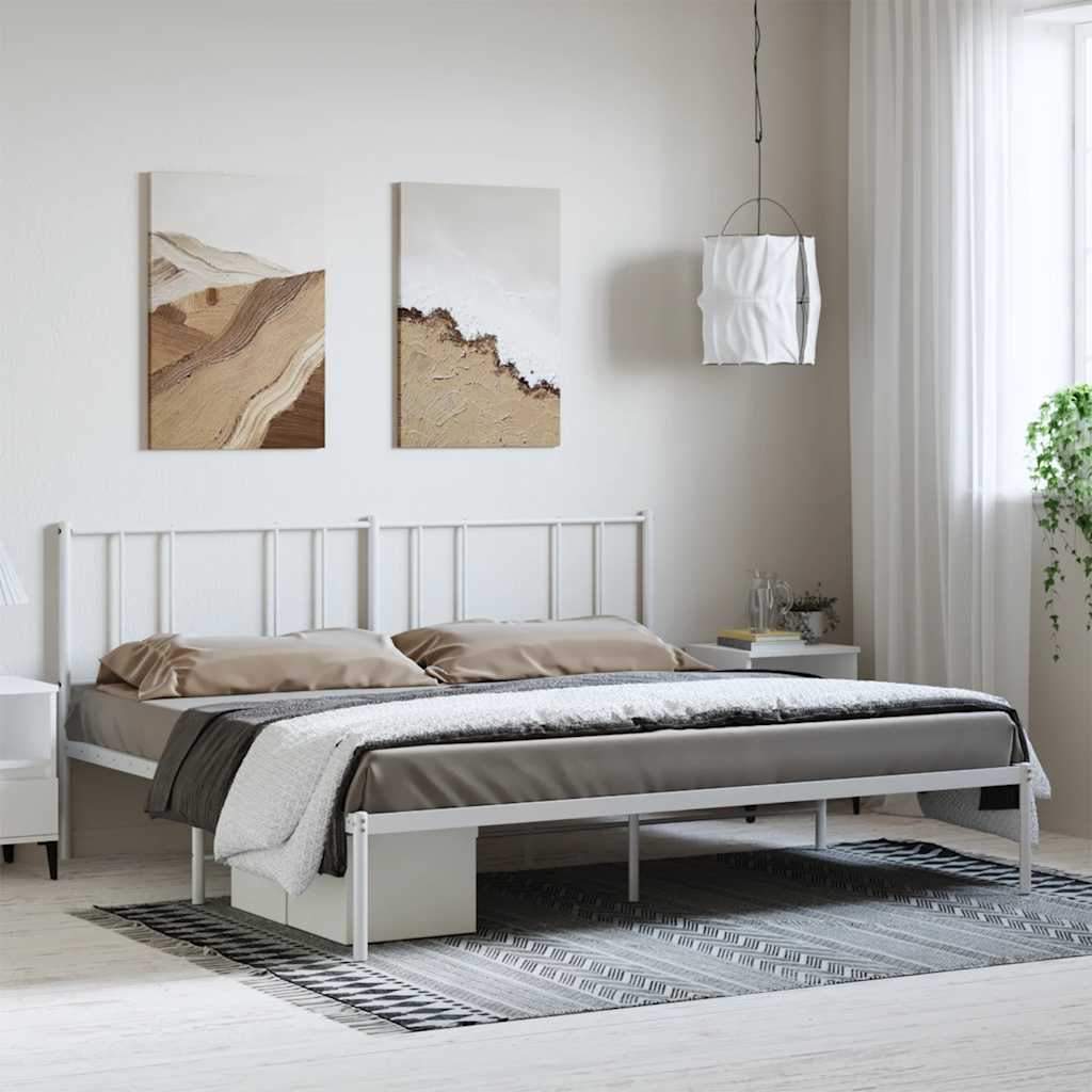 Bettgestell mit Kopfteil Metall Weiß 183x213 cm