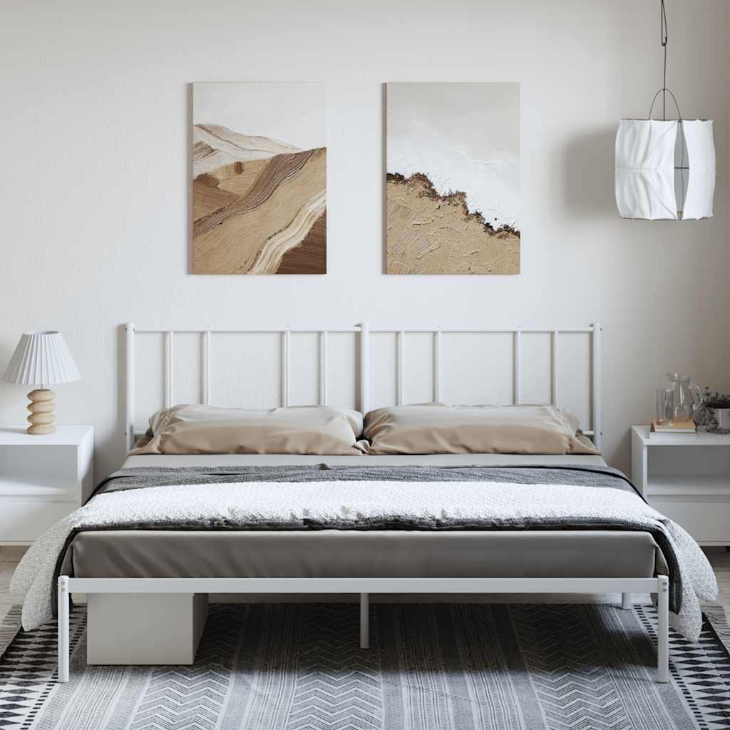 Bettgestell mit Kopfteil Metall Weiß 193x203 cm