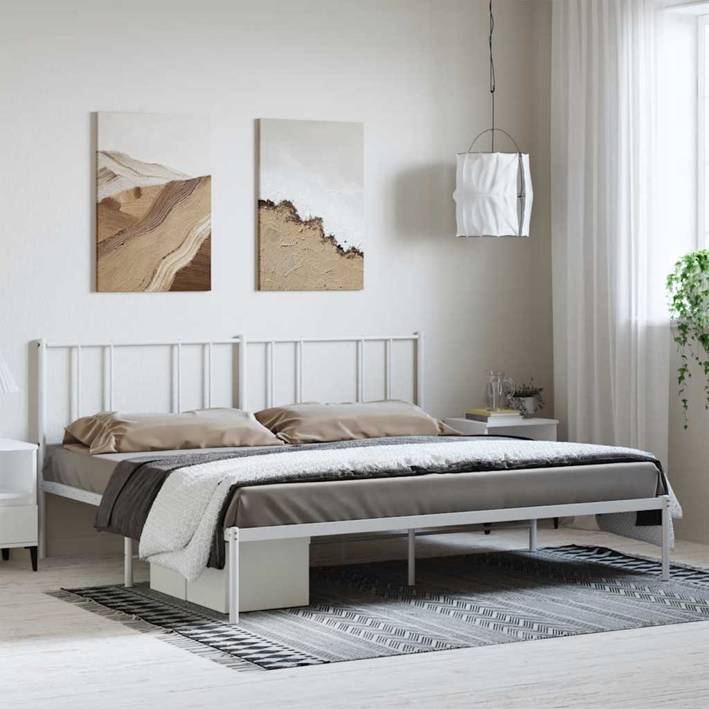 Bettgestell mit Kopfteil Metall Weiß 193x203 cm