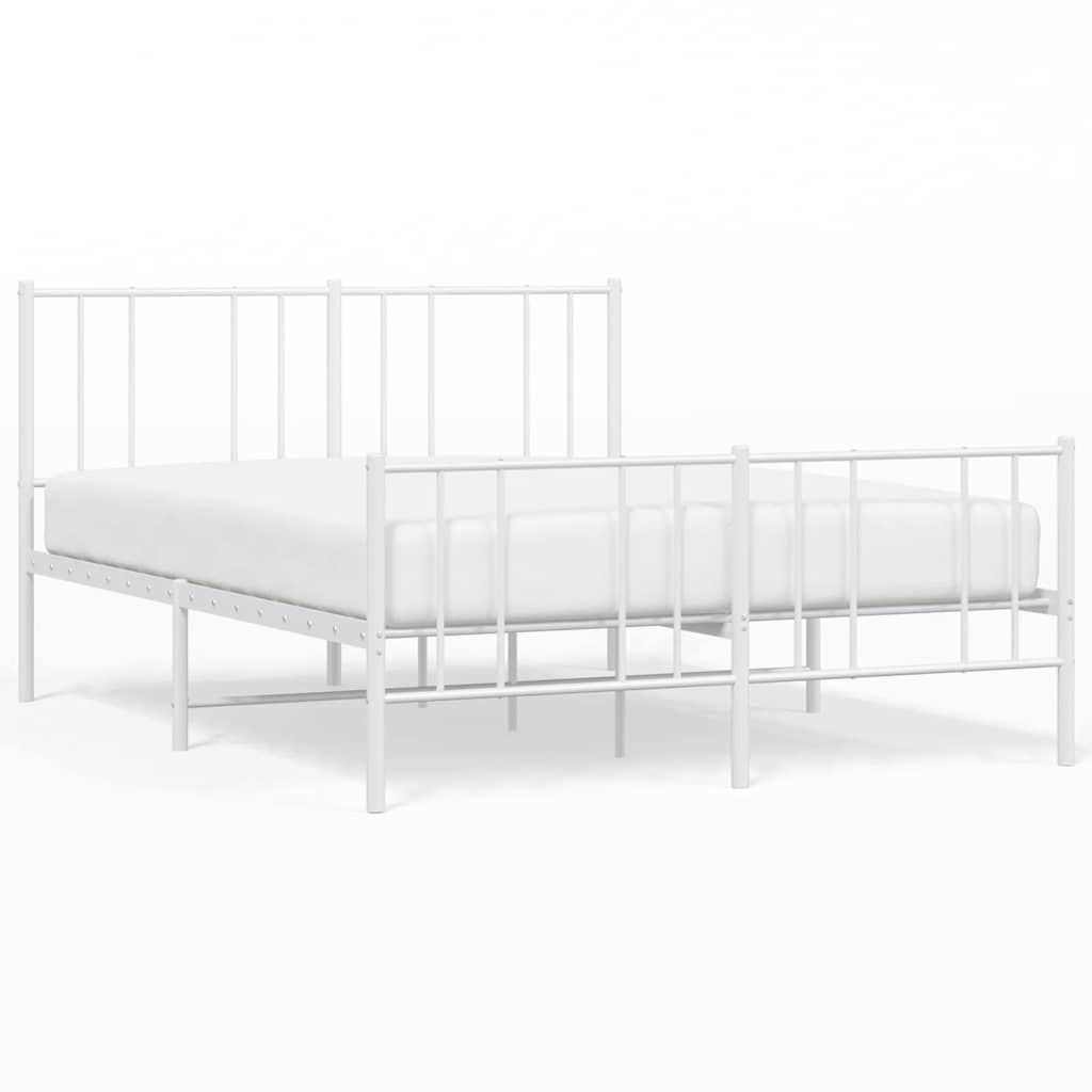 Bettgestell mit Kopf- und Fußteil Metall Weiß 135x190 cm