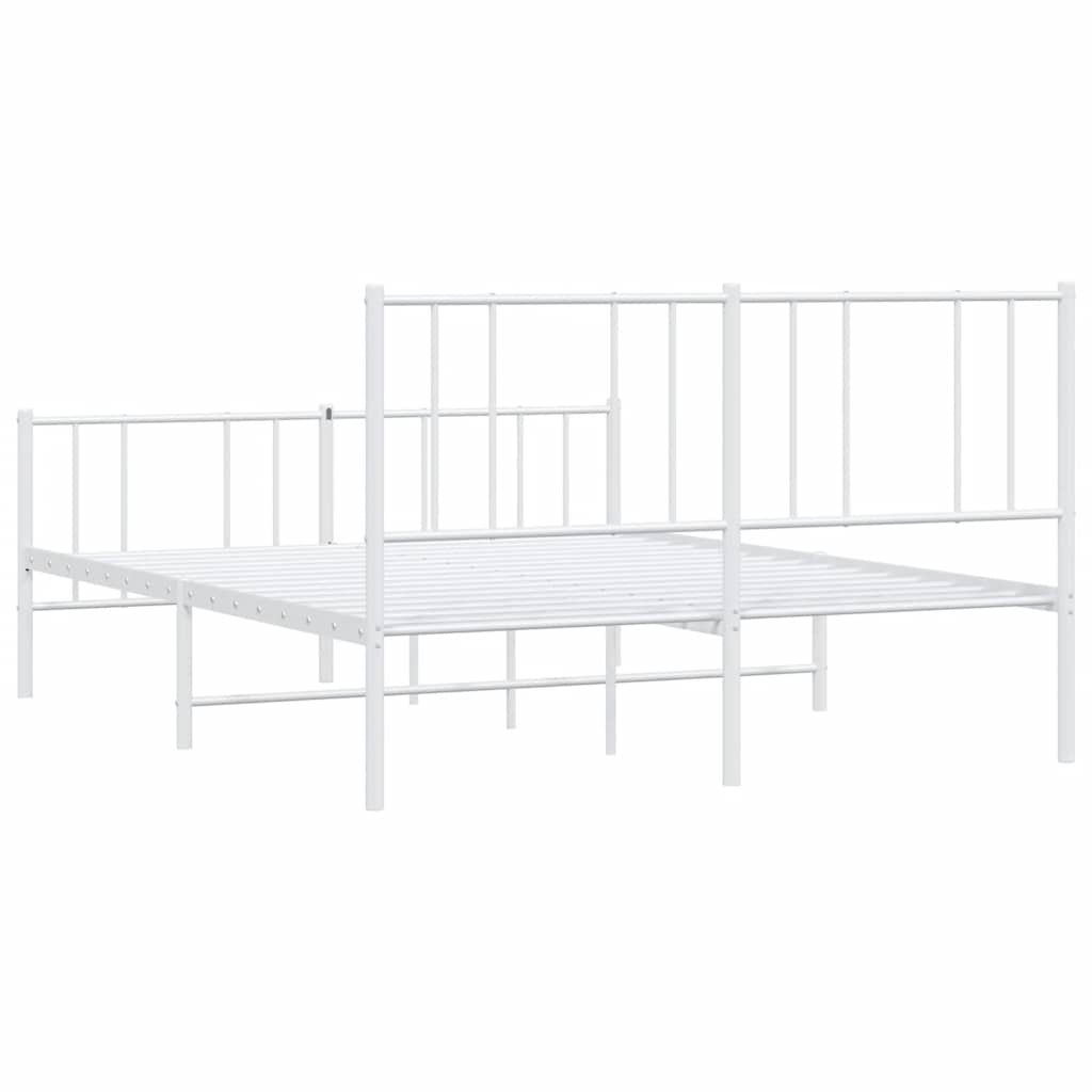 Bettgestell mit Kopf- und Fußteil Metall Weiß 150x200 cm