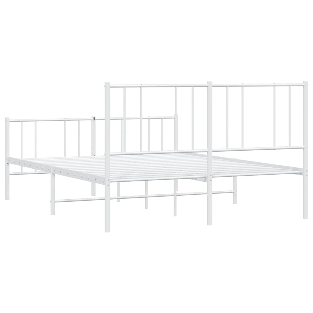 Bettgestell mit Kopf- und Fußteil Metall Weiß 160x200 cm