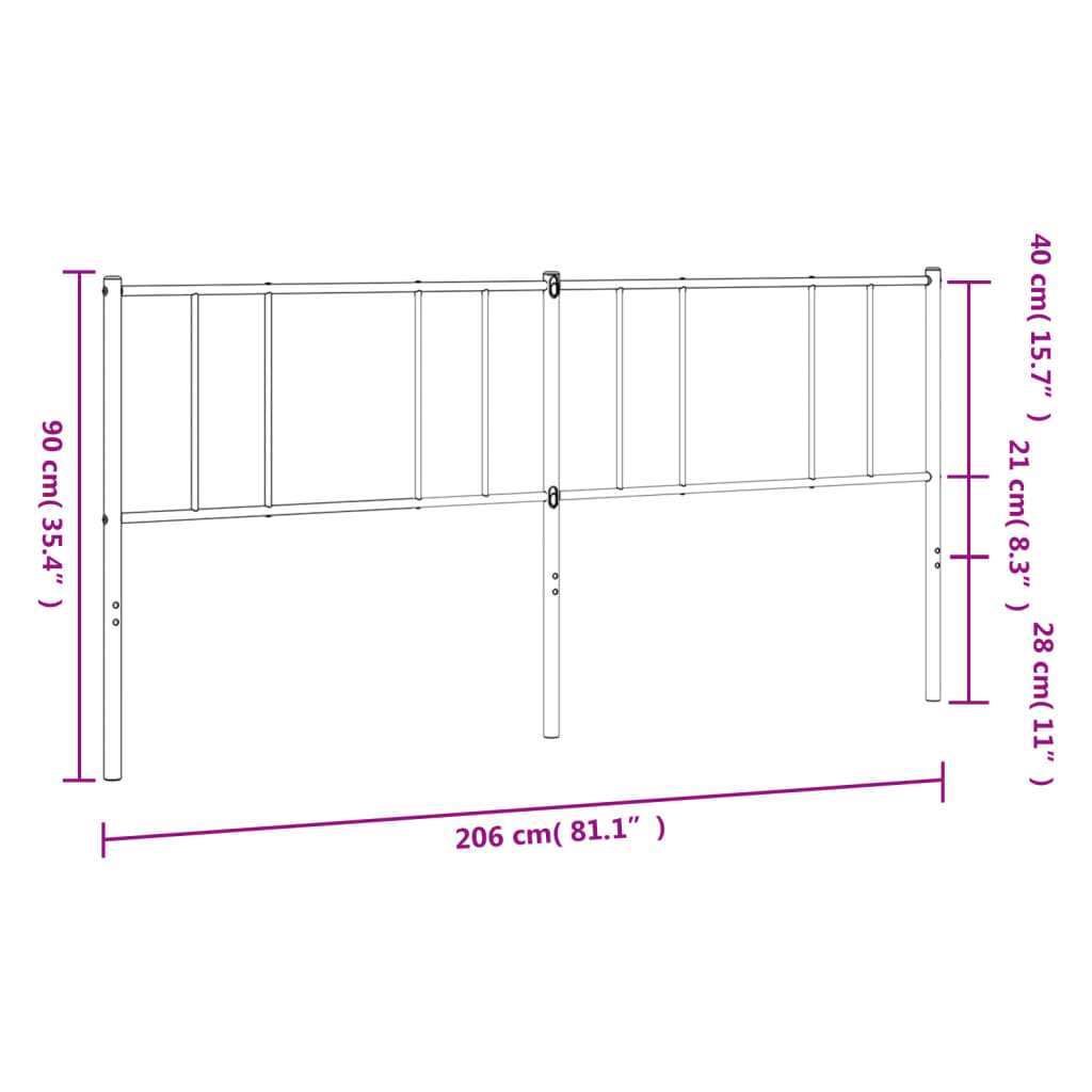 Ersatz-Kopfteil Metall Weiß 200 cm