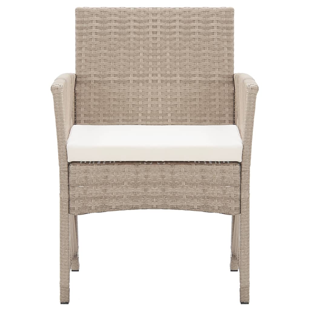 Gartensessel mit Sitzkissen 2 Stk. Beige Poly Rattan