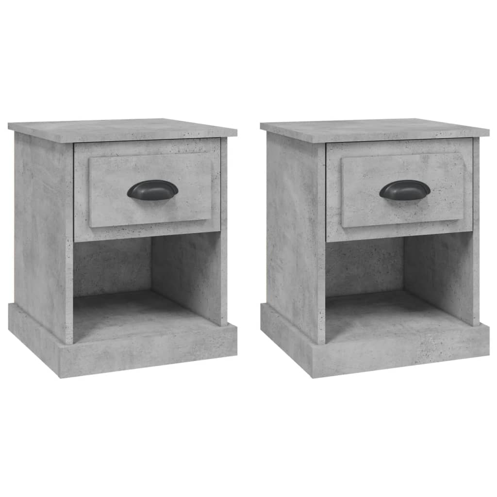 Nachttische 2 Stk. Betongrau 39x39x47,5 cm Holzwerkstoff