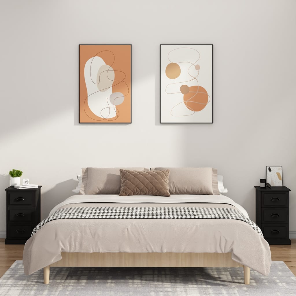 Nachttisch Schwarz 39x39x67 cm Holzwerkstoff