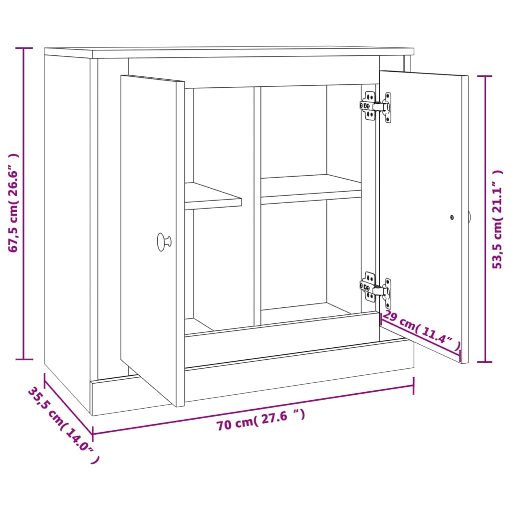 Sideboard Räuchereiche 70x35,5x67,5 cm Holzwerkstoff