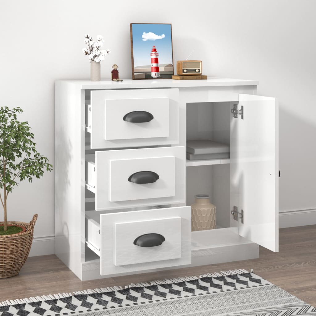 Sideboard Hochglanz-Weiß 70x35,5x67,5 cm Holzwerkstoff