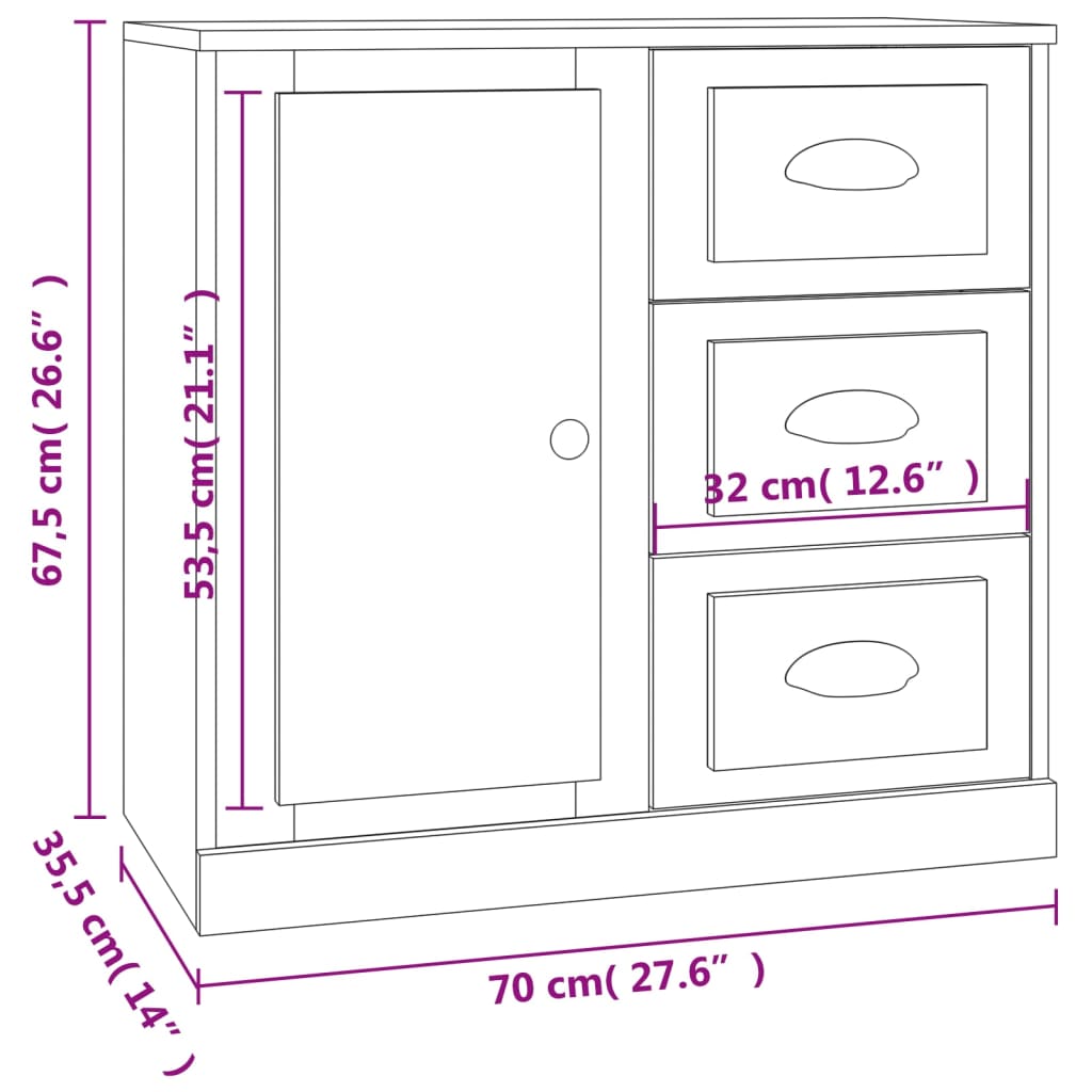 Sideboard Räuchereiche 70x35,5x67,5 cm Holzwerkstoff