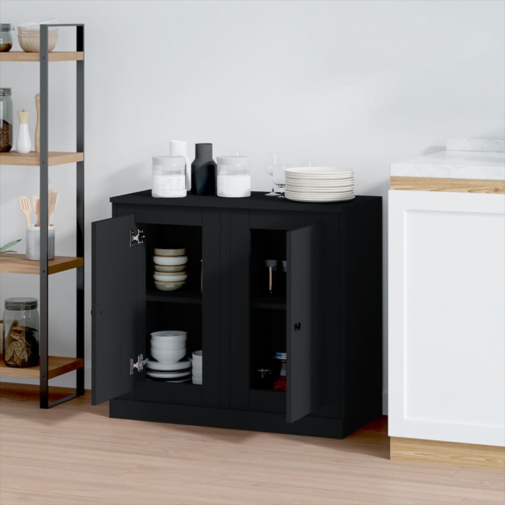 Sideboards 2 Stk. Schwarz 37,5x35,5x67,5 cm Holzwerkstoff