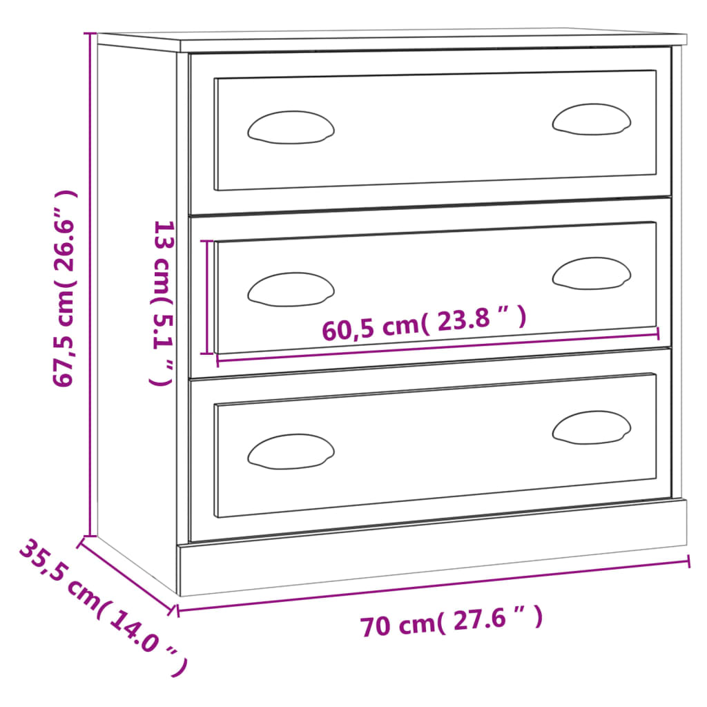 Sideboard Grau Sonoma 70x35,5x67,5 cm Holzwerkstoff