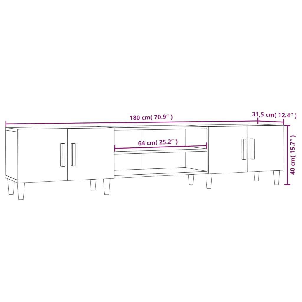 TV-Schrank Weiß 180 x 31,5 x 40 cm Holzwerkstoff