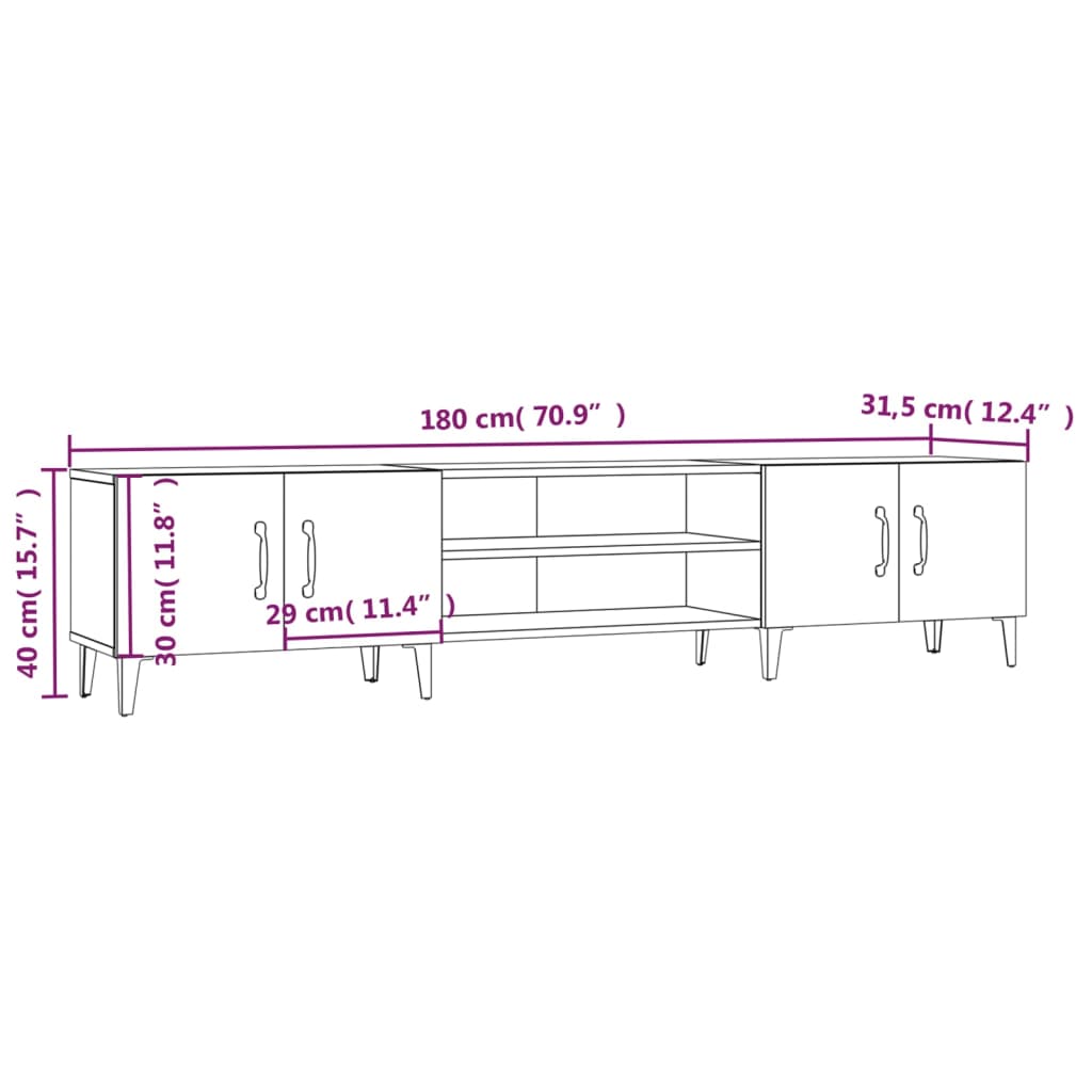 TV-Schrank Hochglanz-Weiß 180x31,5x40 cm Holzwerkstoff