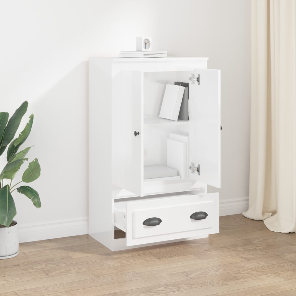 Highboard Hochglanz-Weiß 60x35,5x103,5 cm Holzwerkstoff