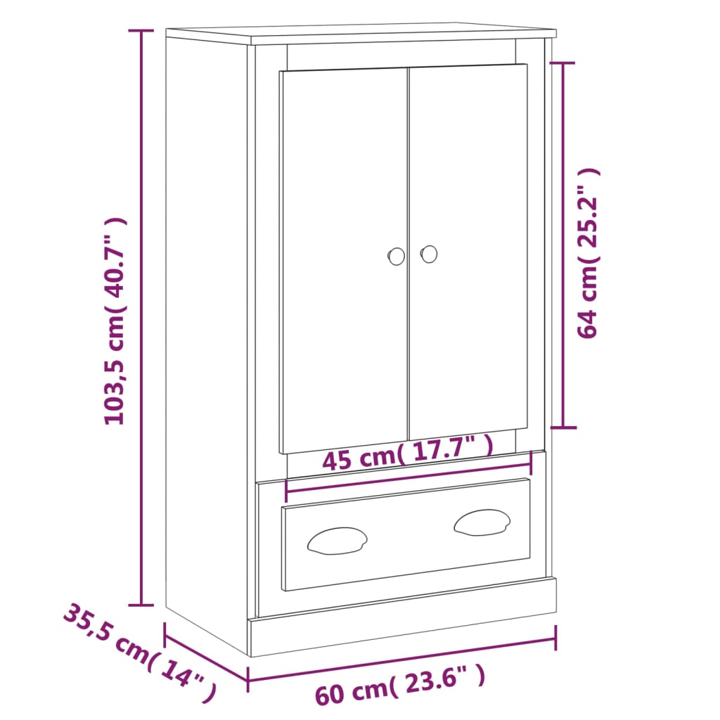 Highboard Betongrau 60x35,5x103,5 cm Holzwerkstoff