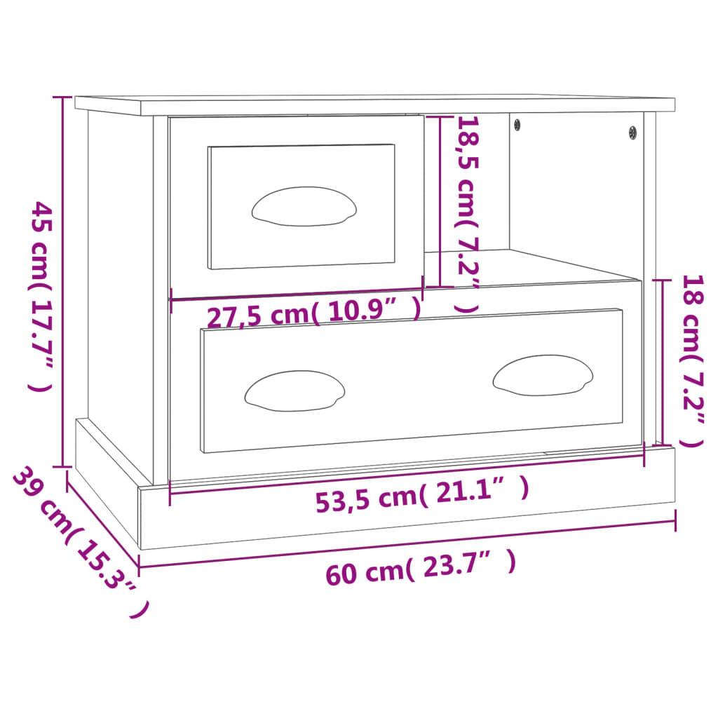 Nachttisch Grau Sonoma 60x39x45 cm