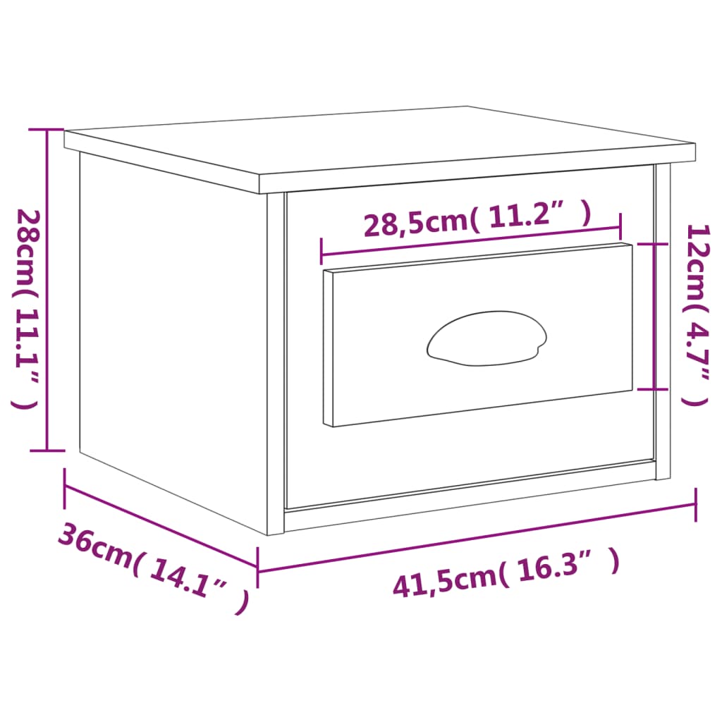 Wand-Nachttisch Braun Eichen-Optik 41,5x36x28 cm