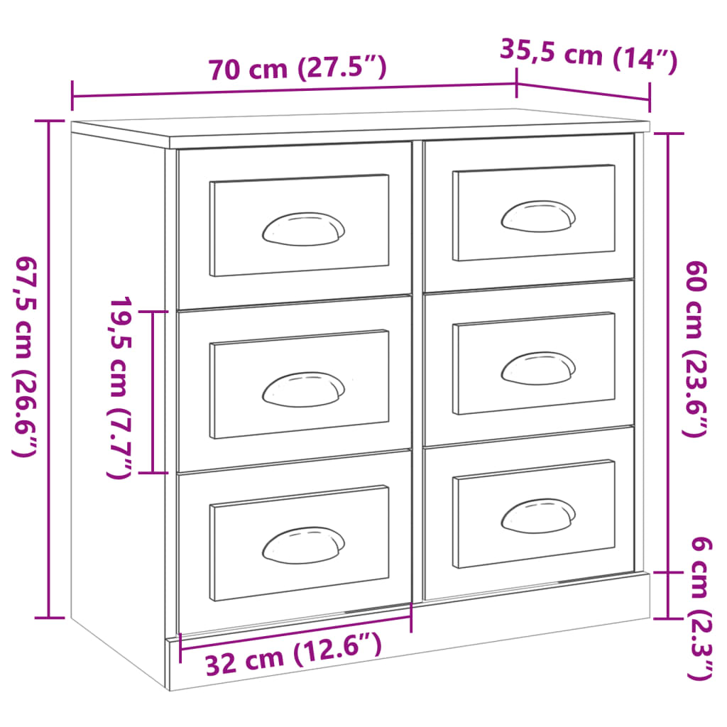 Sideboard Sonoma-Eiche 70x35,5x67,5 cm Holzwerkstoff