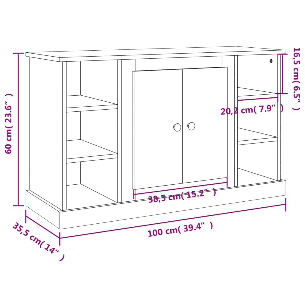 Sideboard Betongrau 100x35,5x60 cm Holzwerkstoff
