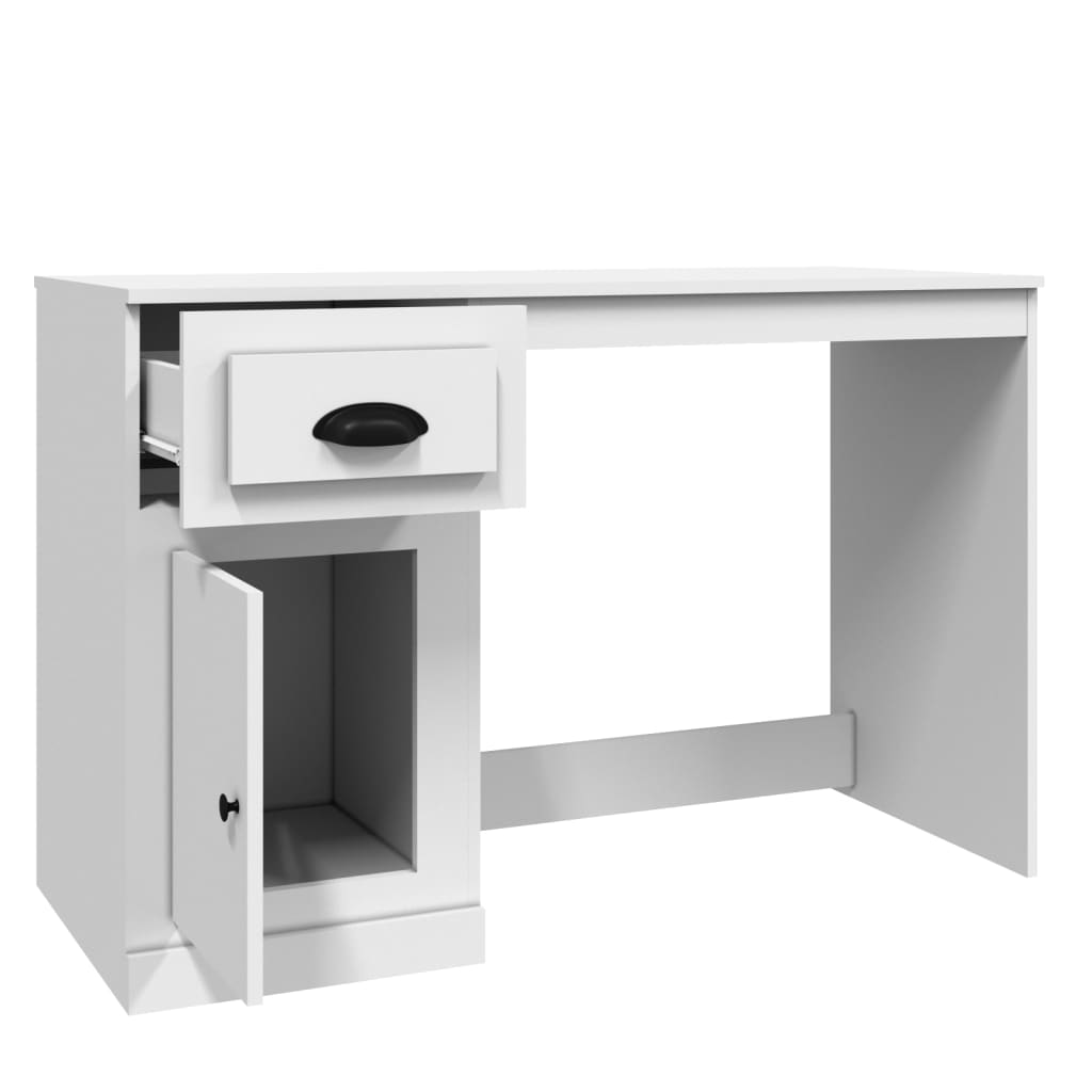 Schreibtisch mit Schublade Hochglanz-Weiß 115x50x75 cm