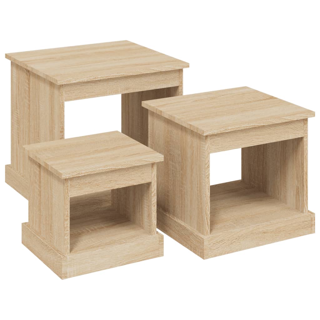 Couchtische 3 Stk. Sonoma-Eiche Holzwerkstoff
