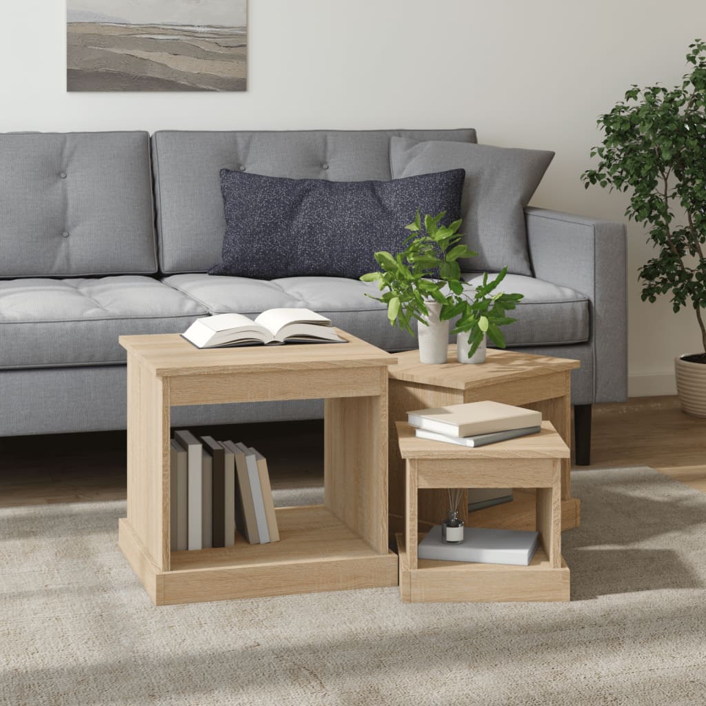 Couchtische 3 Stk. Sonoma-Eiche Holzwerkstoff