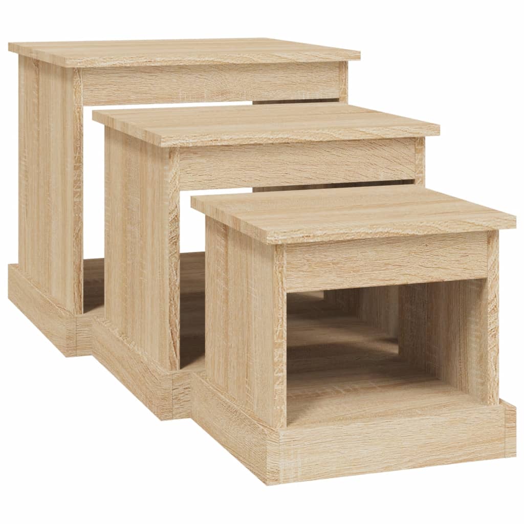Couchtische 3 Stk. Sonoma-Eiche Holzwerkstoff