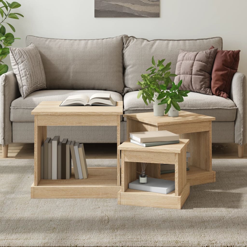 Couchtische 3 Stk. Sonoma-Eiche Holzwerkstoff