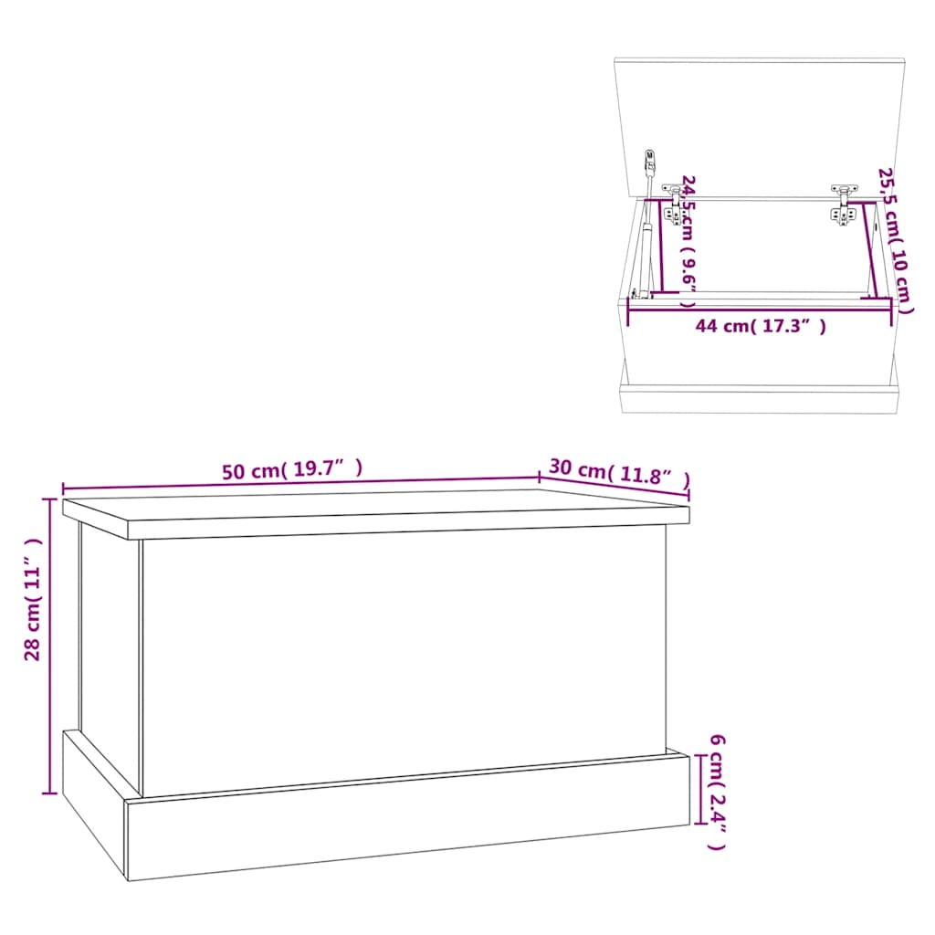 Truhe Schwarz 50x30x28 cm Holzwerkstoff