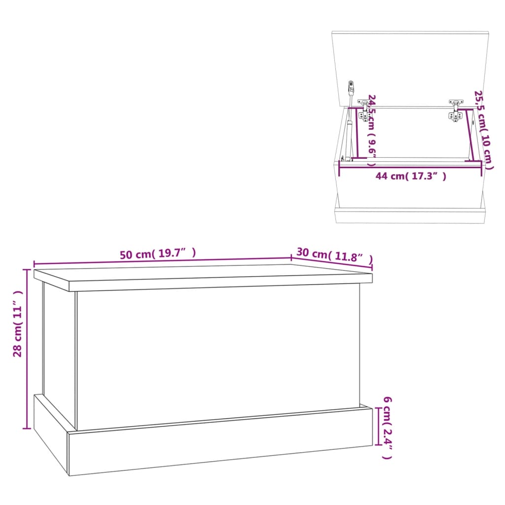 Aufbewahrungsbox Sonoma-Eiche 50 x 30 x 28 cm Holzwerkstoff