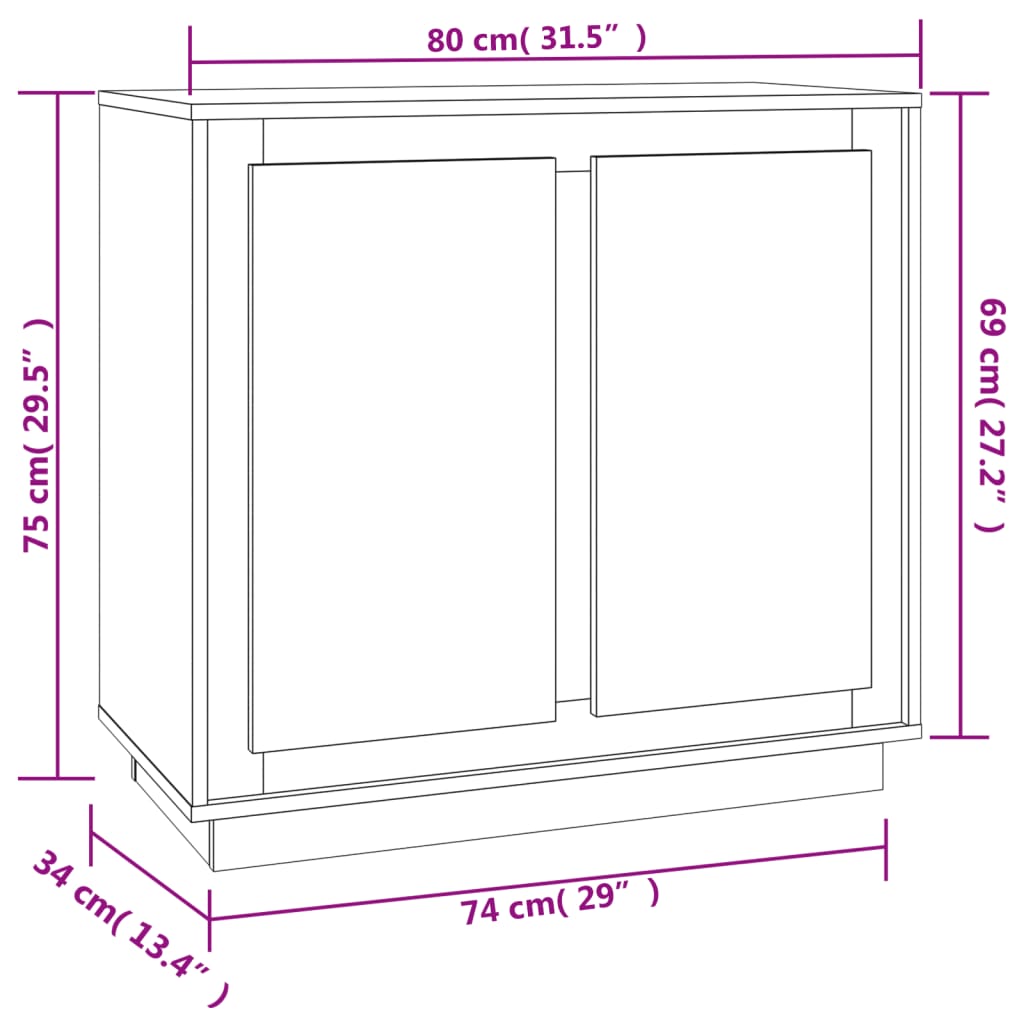 Sideboard Weiß 80x34x75 cm Holzwerkstoff