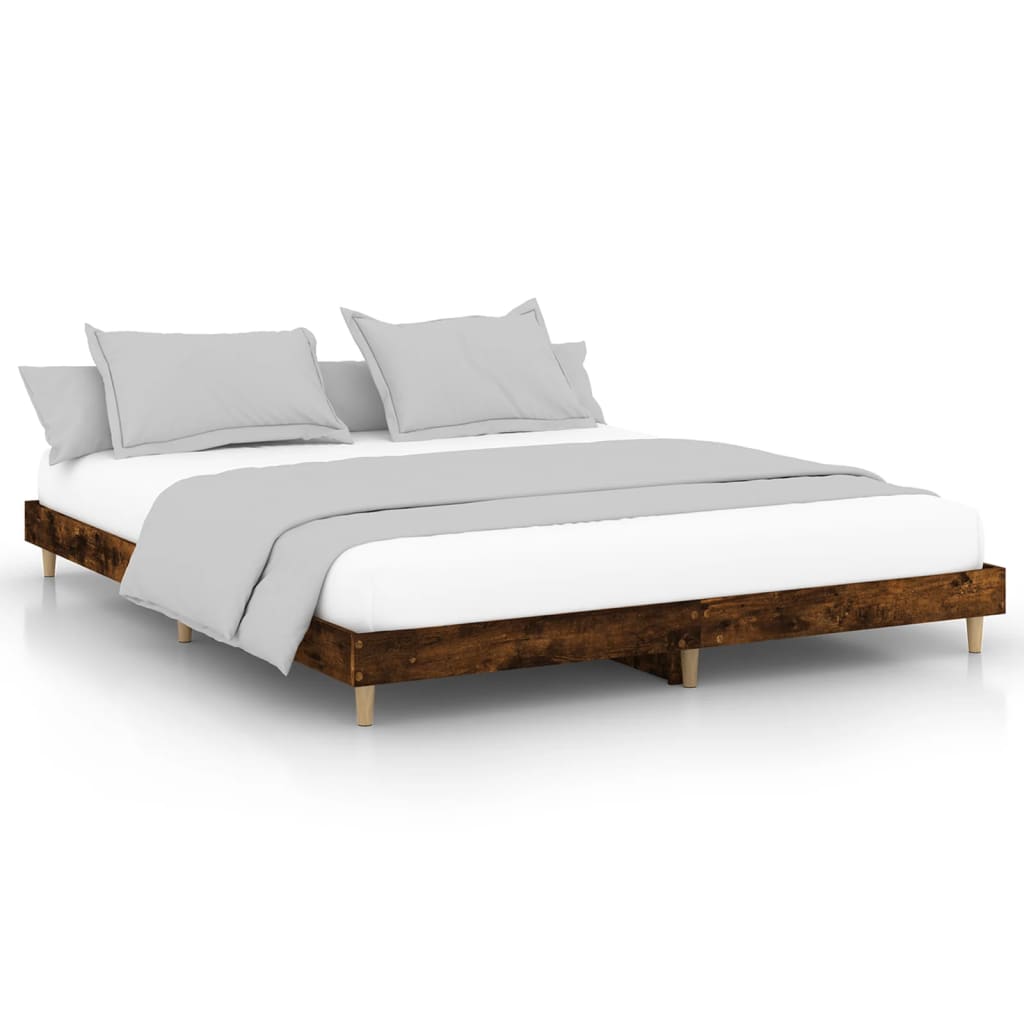 Bettgestell ohne Matratze Räuchereiche 200x200 cm Holzwerkstoff