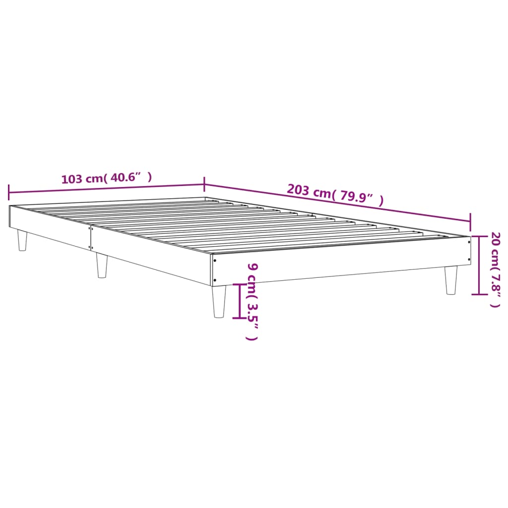 Bettgestell Schwarz 100x200 cm Holzwerkstoff