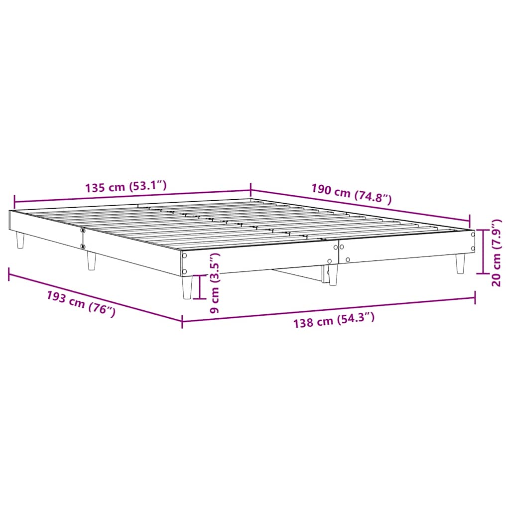 Bettgestell Sonoma-Eiche 135x190 cm Holzwerkstoff