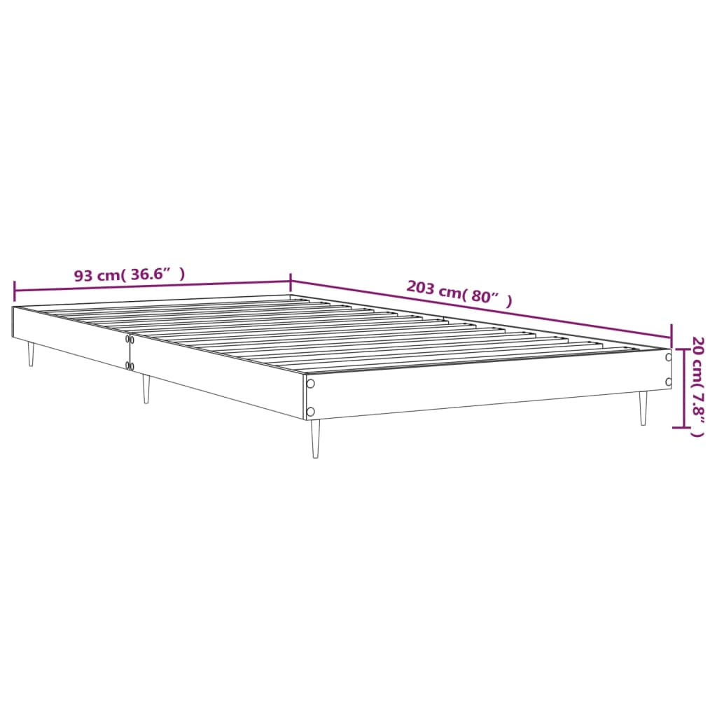 Bettgestell ohne Matratze Sonoma-Eiche 90x200 cm Holzwerkstoff