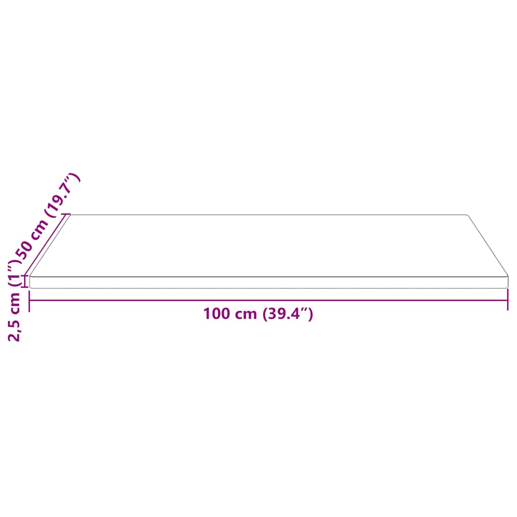 Tischplatte Weiß 100x50x2,5 cm Massivholz Kiefer Rechteckig