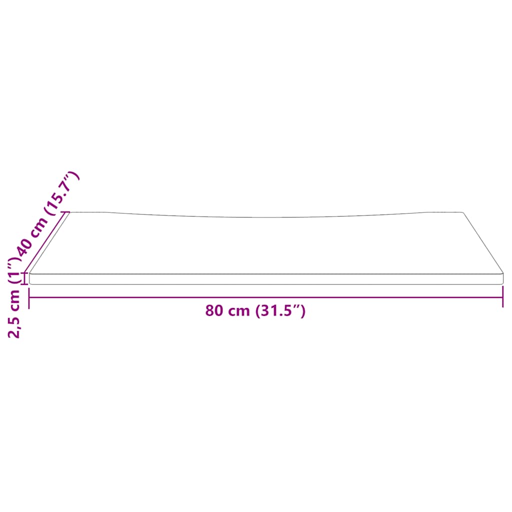 Schreibtischplatte 80x40x2,5 cm Massivholz Kiefer